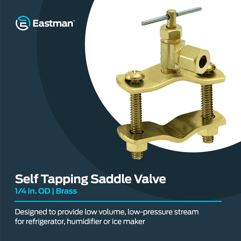Eastman EZ-FLO 1/4 Inch (OD) Self Tapping Saddle Valve, Brass, 65801LF - Image 2
